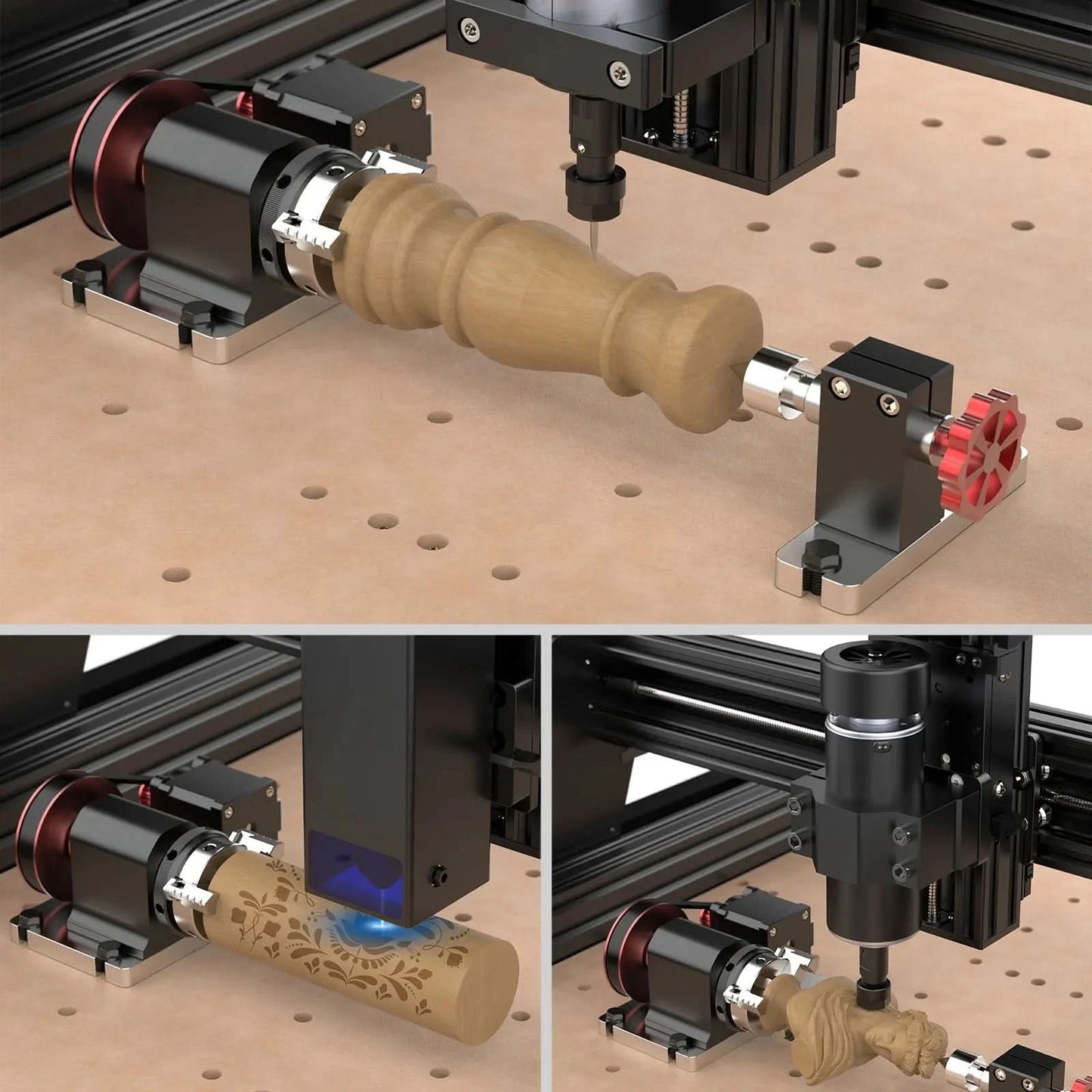 Twotrees 4. Achse CNC-Rotationsmodul-Kit für TTC450/TTC 450 PRO Rotationsrolle zum Gravieren zylindrischer Objekte Dosen