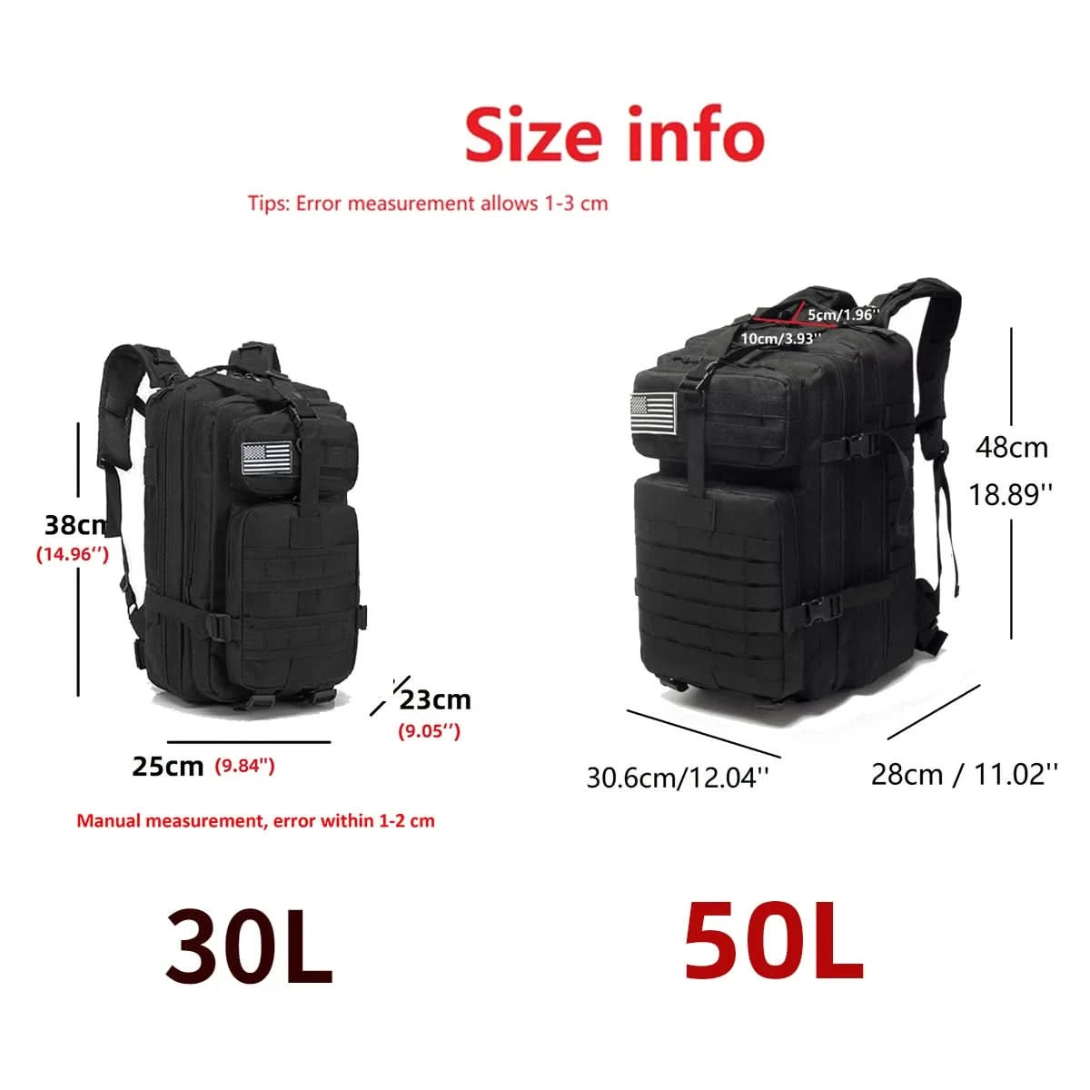 30L/50L 1000D Nylon Wasserdichter Rucksack Outdoor-Rucksäcke Taktischer Sport Camping Wandern Trekking Angeln Jagdtasche