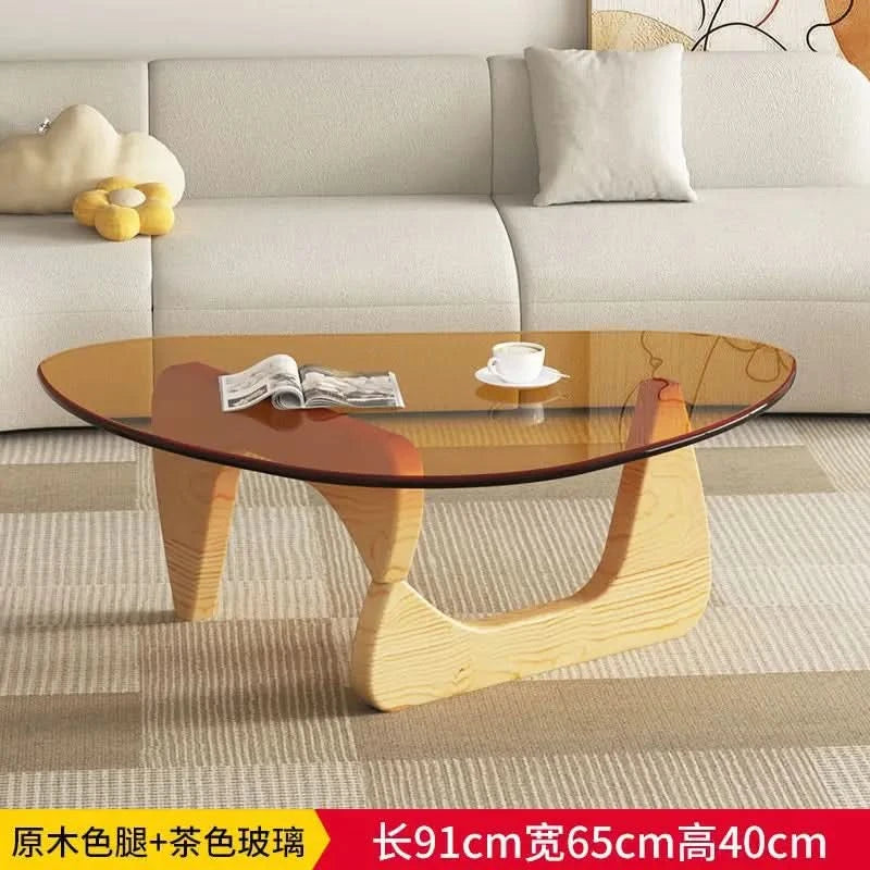 Modern simple creative round coffee table household small apartment living room tempered glass coffee table Internet celebrity