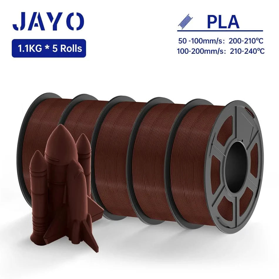 JAYO PLA Filament 1.75MM 5Rolls 3D Printer Filament PLA 100% No Bubble for FDM Coloful 3D Printing Material DIY Gift