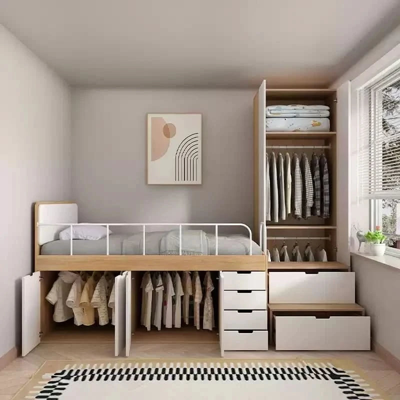 Customizable small apartment children's half-height bed bedroom storage tatami bed