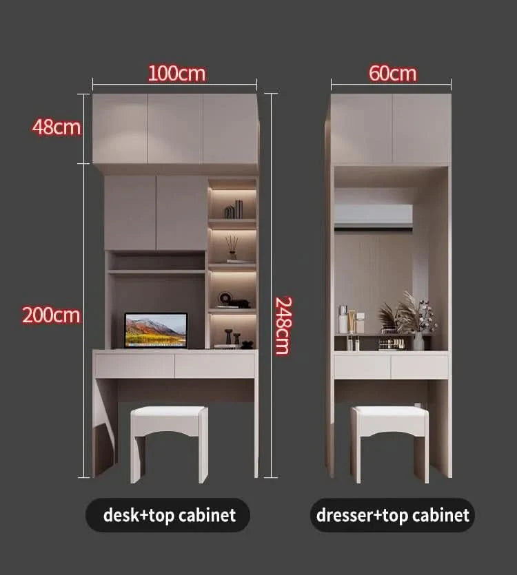 SchiebetürenschrankNordisches modernes Heim-Möbel Schlafzimmer Schreibtisch Kommode in einer Kombination Leichter Luxus-Eckkleiderschrank Möbel