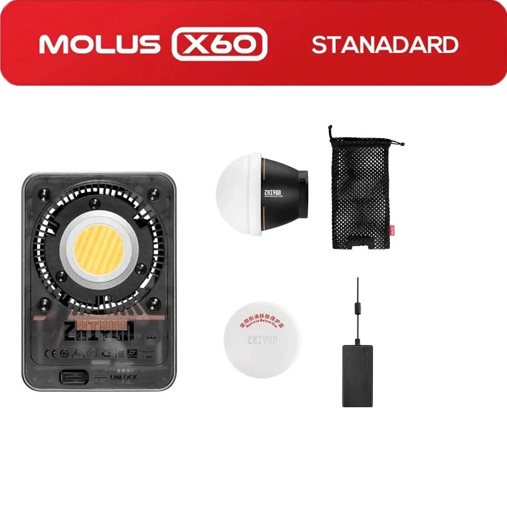 ZHIYUN MOLUS X60 RGB X60 Bicolor 60W COB Video Light LED Pocket Fill Lamp Portable Outdoor Photography Lighting for Shooting