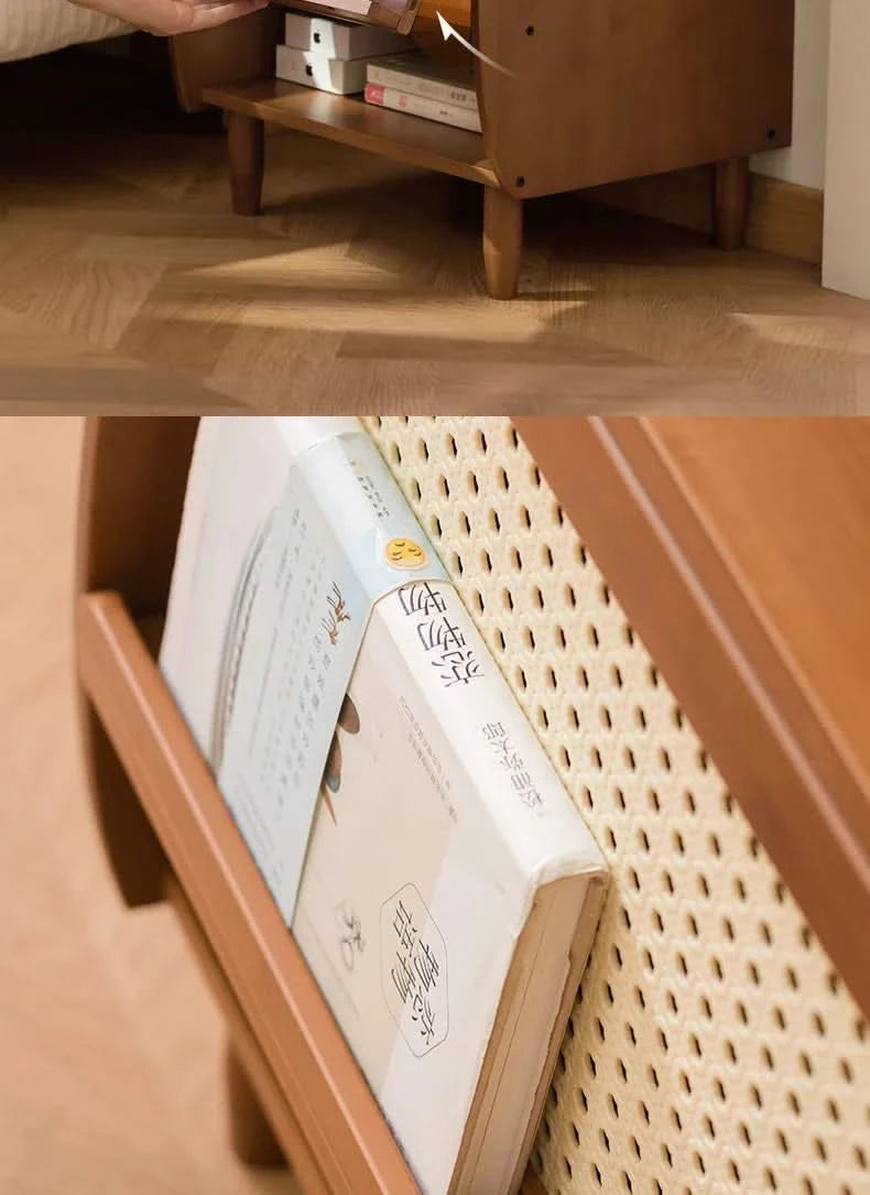 Minimally modern bamboo bedroom bedside table, living room small cabinet, small storage cabinet, household storage cabinet