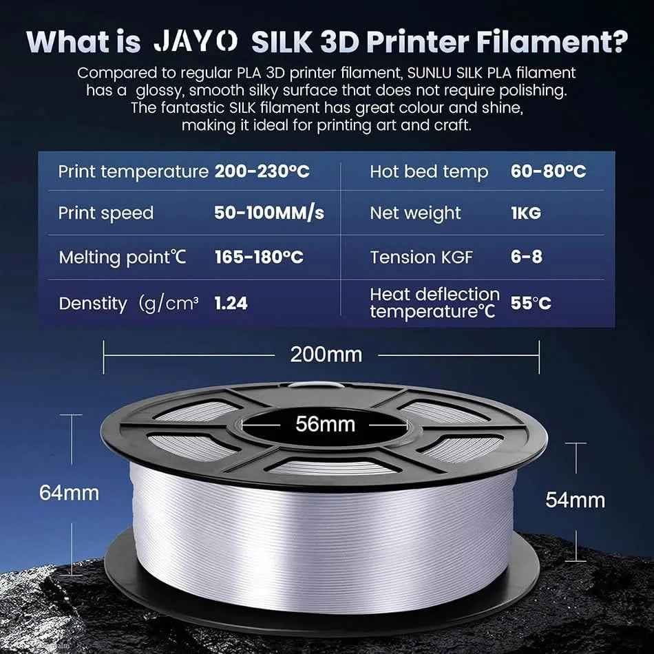 JAYO PETG/PLA/SILK/PLA Meta/PLA+/ABS 2 Rollen 3D-Drucker-Filament 1,75 mm Kreatives Modellmaterial für Kinder für 3D-Stift-Filament