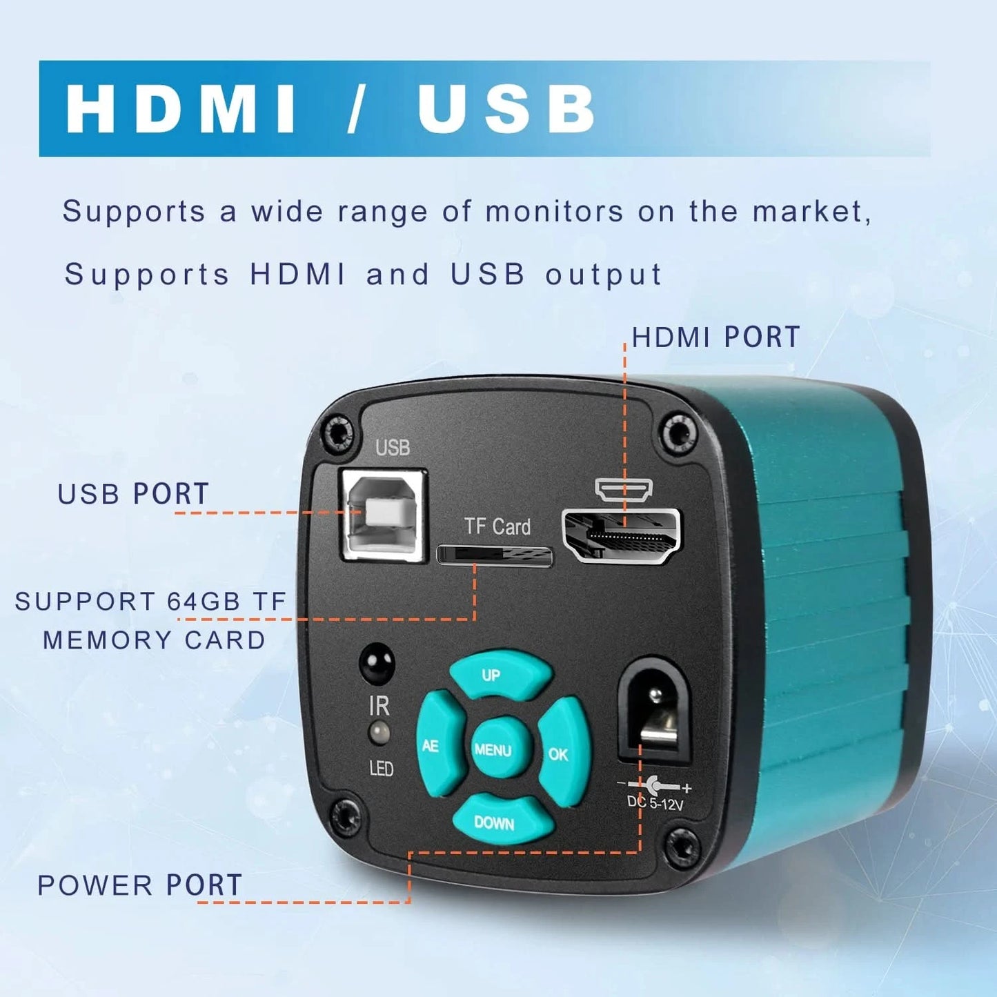 1080P 4K HD Industrial Microscope Digital Camera Via USB-C Measurement  215X/180X/130X C-Mount Lens For PCB Soldering,no base