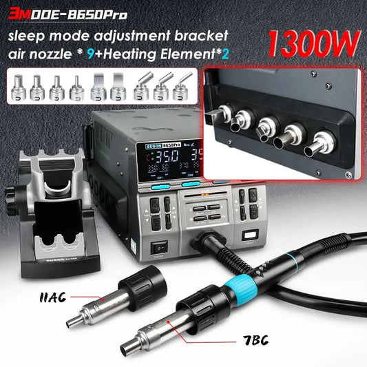 SUGON 8650pro 1300W Hot Air Rework Station 3 Mode Digital Display Intelligent BGA Rework Station For BGA PCB Chip Repair Tool