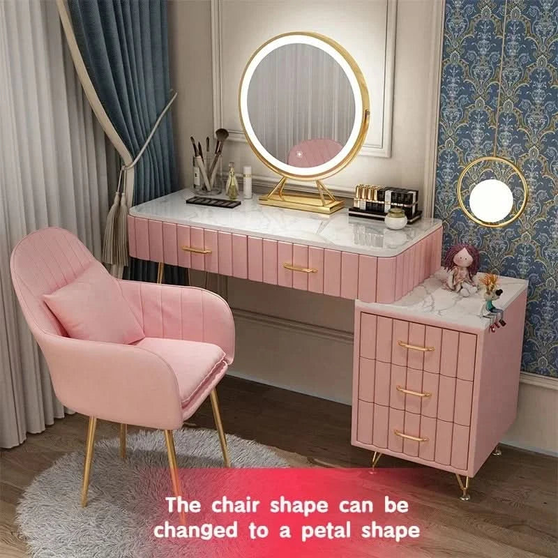 Modern Drawers Dressing Table Makeup Mirror Service Girl Pink Computer Vanity Table Living Room Vestidores Postmodern Furniture