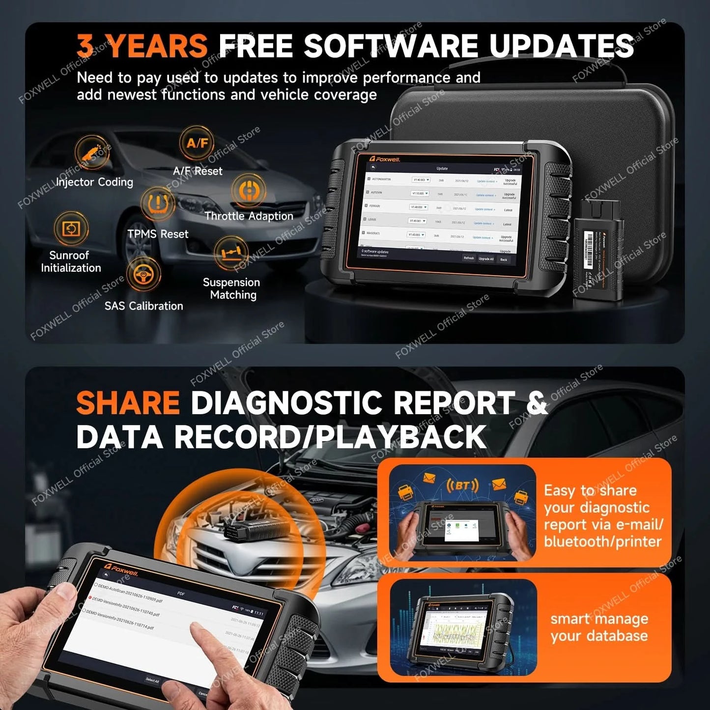 FOXWELL NT809BT OBD2 Bluetooth Car Diagnostic Tool All System Bi-Directional 30+ Reset Code Reader OBD2 Scanner Automotivo