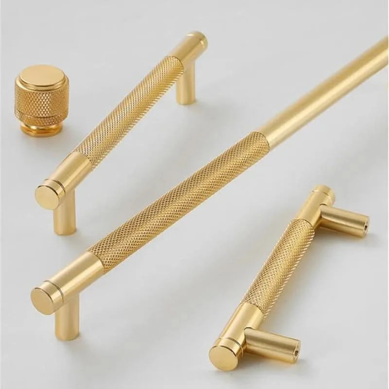 KK&FING Aluminium Knurled Handle Furniture Gold Cabinet Knobs Long Handles Kitchen Cupboard Drawer Knobs Dold Knobs And Pulls