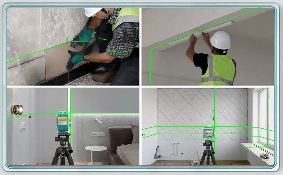 Decteam 16 Lines 4D Laser Level Green Beam Self-Leveling Cross Line Laser Level Tool Set With 1.4M Tripod , Laser Detector M04CG
