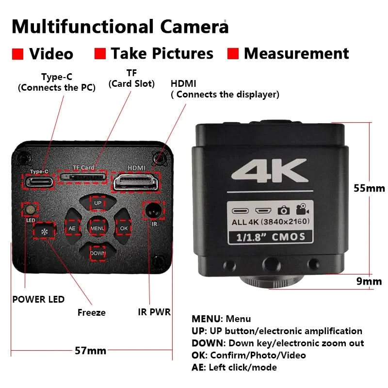 YIZHAN 4K UHD Elektronisches Digitalmikroskop 1080P 60FPS Video Industrielöt-/Schweißkamera 150X Objektiv Klappständer für PCB-Reparatur