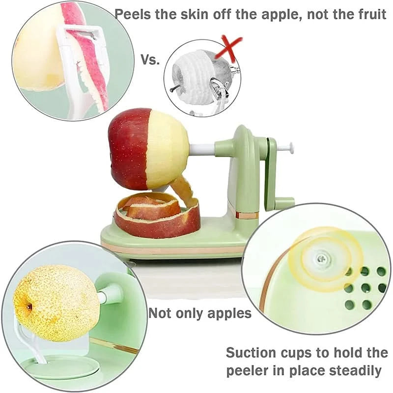 LMETJMA Multi-Function Apple Peeler Rotary Apple Pear Peeler Stainless Steel Apple Mango Potato Peeler with Suction Base JT185