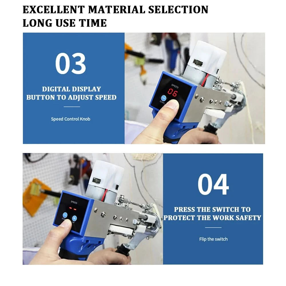 2-in-1-Tufting-Gun-Set, elektrische Tufting-Pistole, 7–21 mm Tufting-Pistole, mit Wollgarn und Tufting-Gewebe, Trimmer für Anfänger