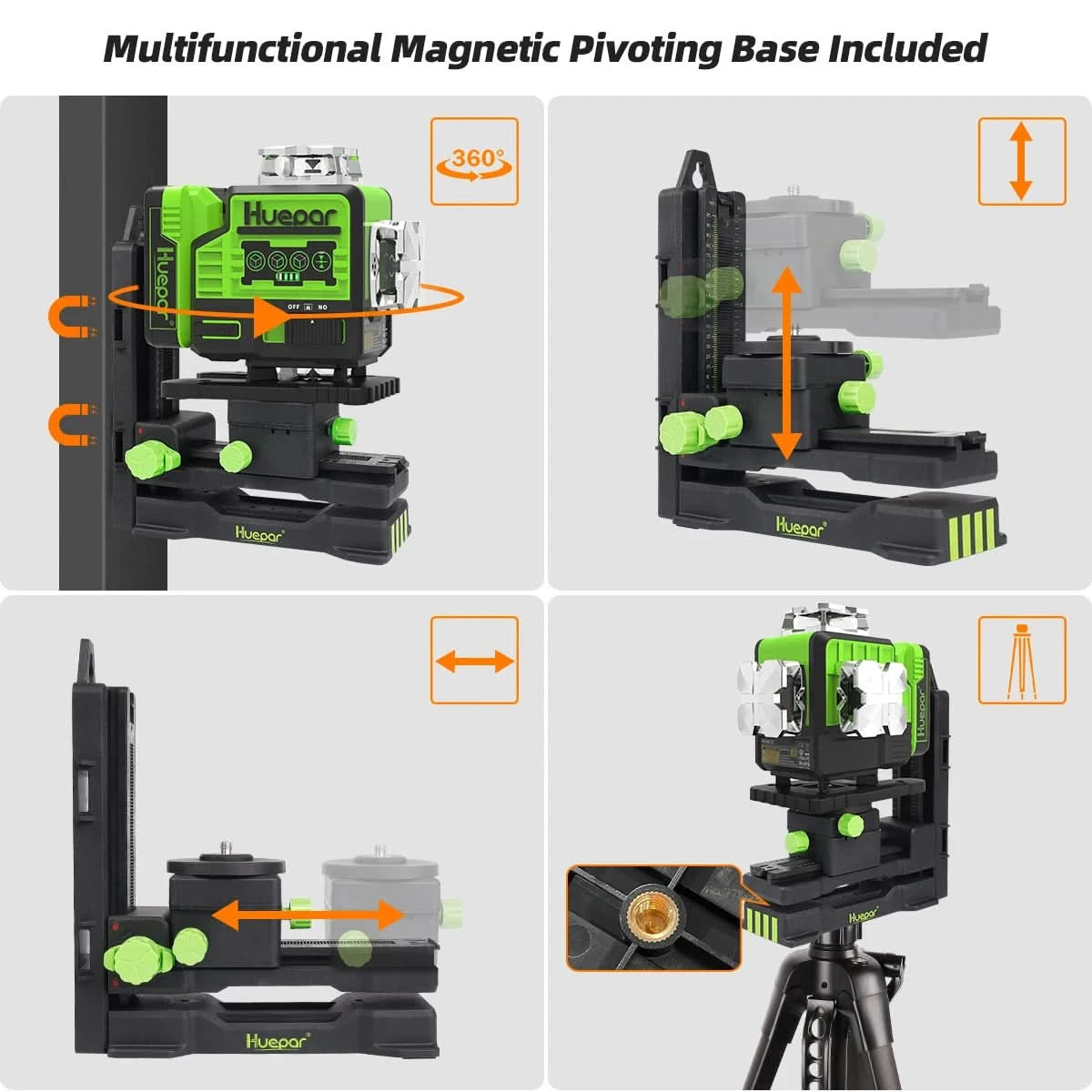 Huepar 16 Lines 4D Laser Level P04CG 360 Horizontal And Vertical Self-Leveling Bluetooth Remote Control With Li-ion Battery