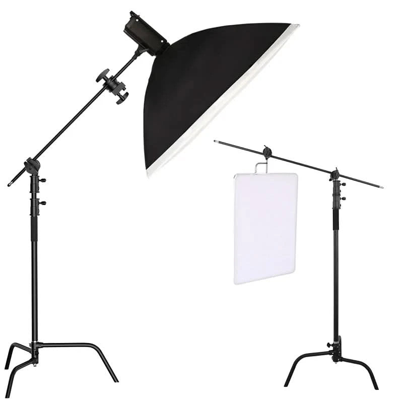 SH 2.6M/3.3M Black Stainless Steel Century Foldable Light Stand Tripod Magic Leg Photography C-Stand For Spot Light,Softbox