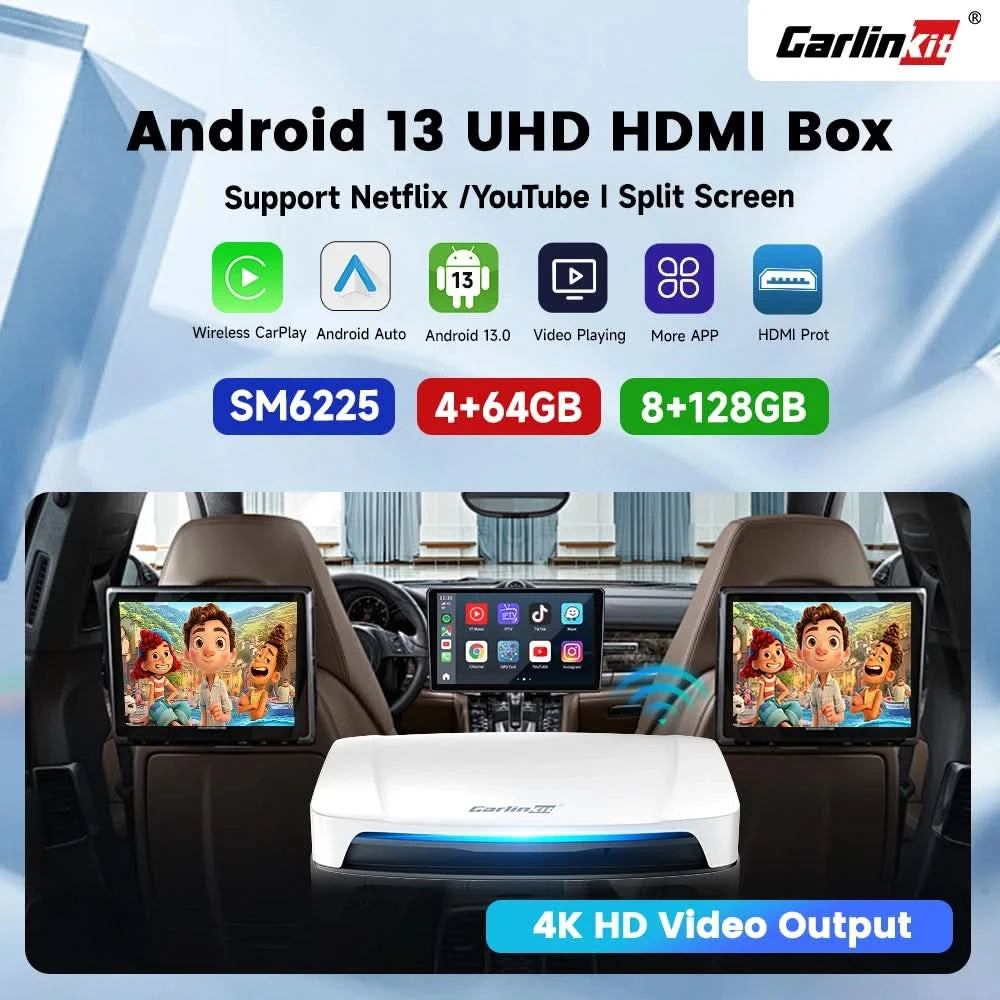 Carlinkit HDMI-Ausgang Auto TV Mate Carplay Qualcomm 6225 8-Core Android Auto Wireless Adapter unterstützt Youtube GPS Split Screen
