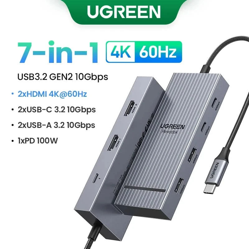 UGREEN Dual HDMI USB-C HUB 8K 4K HDMI Adapter 10-in-1 Splitter mit RJ45 USB3.0 PD 100W Dock für MacBook Pro Air Laptop USB HUB