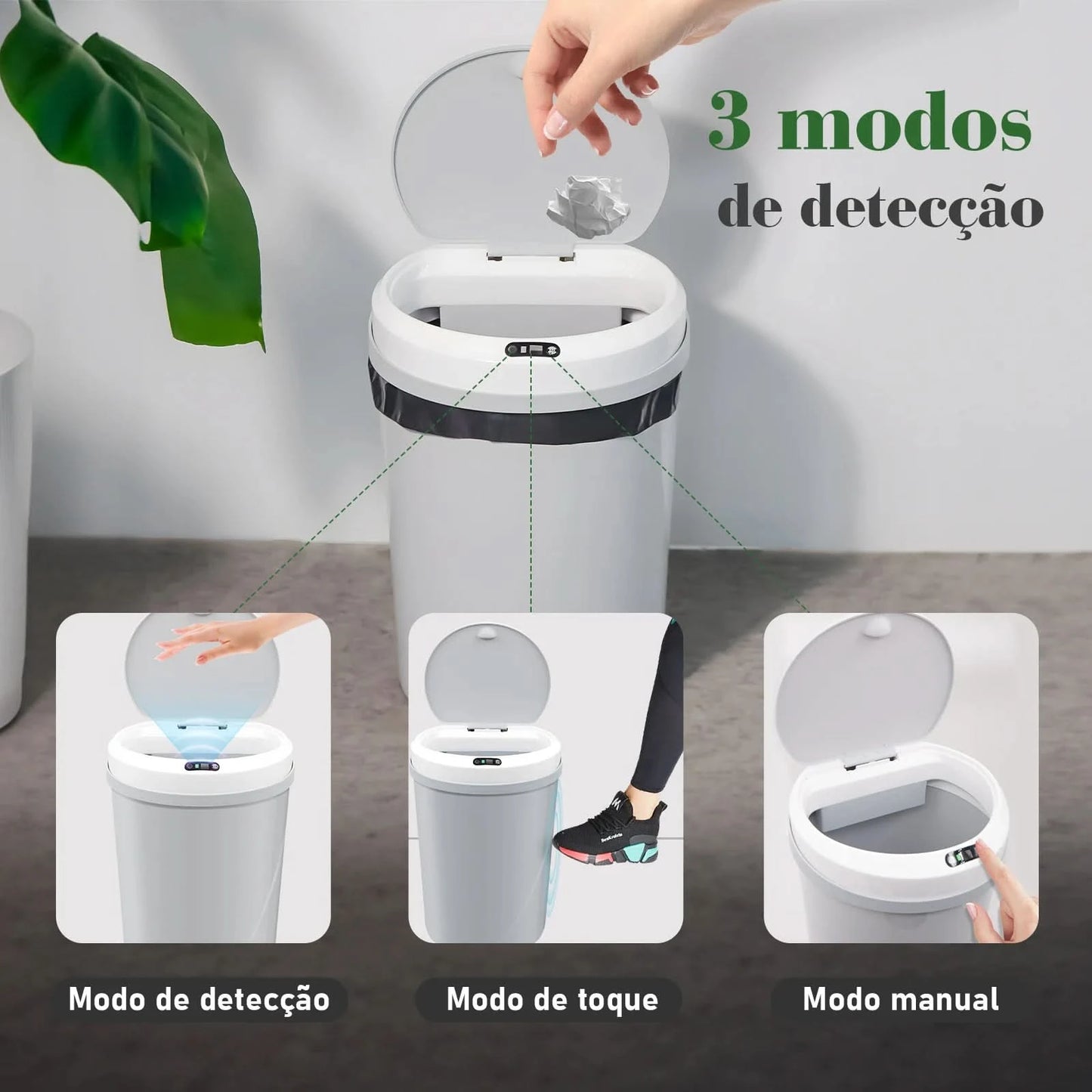 Automatischer Sensor-Mülleimer, Abfalleimer, Mülleimer, Plastik-Mülleimer, Küche, Wohnzimmer, Haushaltskapazität