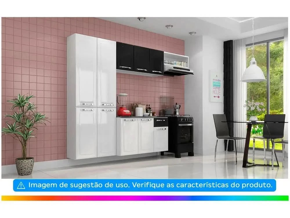 Compact Kitchen Itatiaia Amanda Steel mit Theke, 10 Türen, 1 Schublade