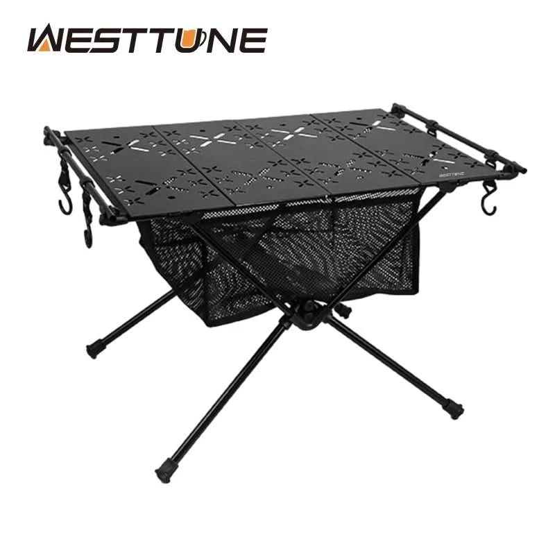 WESTTUNE Klappbarer Campingtisch Aluminium Leichter tragbarer Tisch mit Netz-Aufbewahrungstasche für Outdoor, Garten, Picknick, Grillen, Wandern