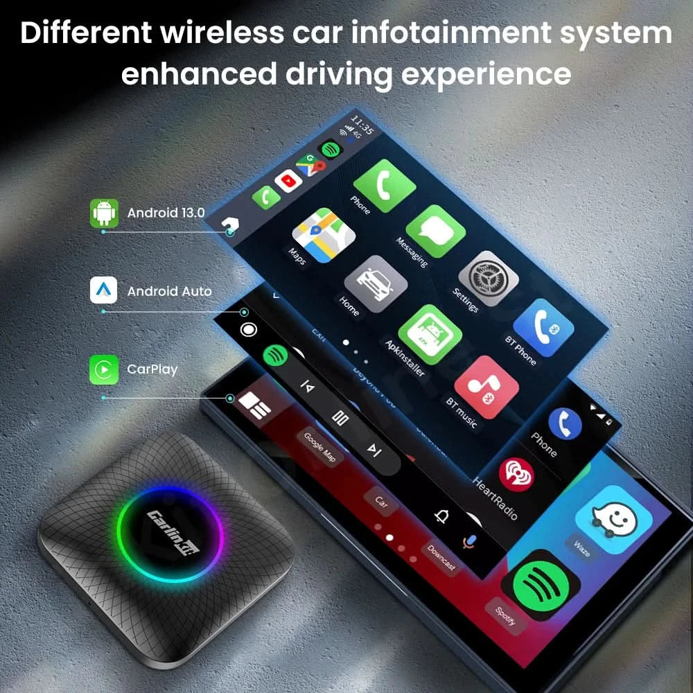 Carlinkit SDM660 Aibox Android 13 USB-A CarPlay Android Auto Wireless Adapter Unterstützt Online-Video Spotify Netflix Bluetooth Wifi