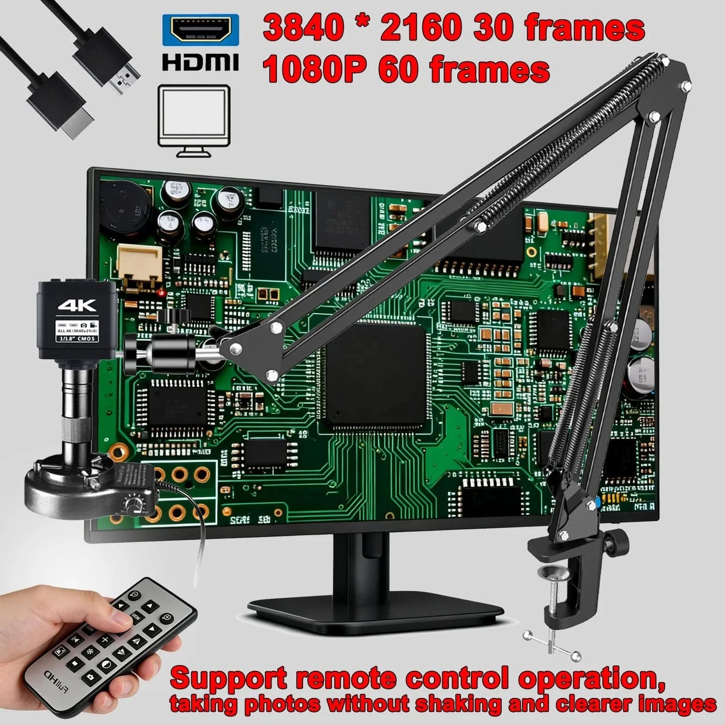 YIZHAN 4K Digital Microscope With Software, imx678 imx415 Sensor, 150X Electronic Microscope For Soldering, Reinforced Bracket