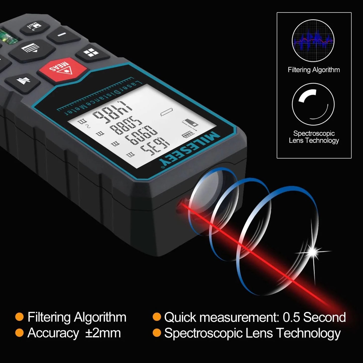 MILESEEY Laser-Entfernungsmesser X5 40M 60M 80M 100M Hochpräzises Laser-Maßband, Elektronischer Multifunktions-Messschieber