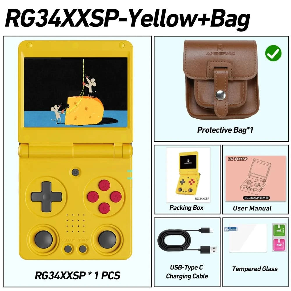 Anbernic RG34XXSP 3.4'' IPS-Bildschirm Flip Handheld-Konsole Linux System HDMI-kompatibler TV-Ausgang 256G PSP 300+ Spiele vorinstalliert