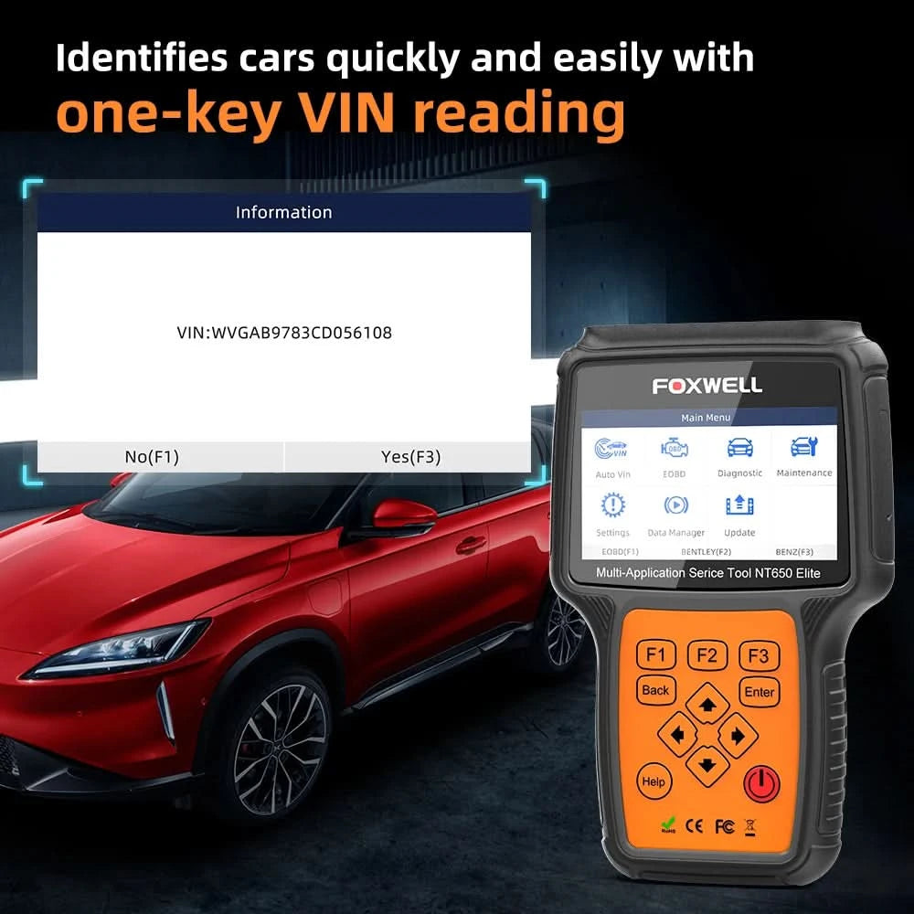 FOXWELL NT650 Elite Kabelloser OBD2 Automotive Scanner SAS A/F OIL EPB BRT TPS 26+ Reset Professionelles Auto Diagnosewerkzeug