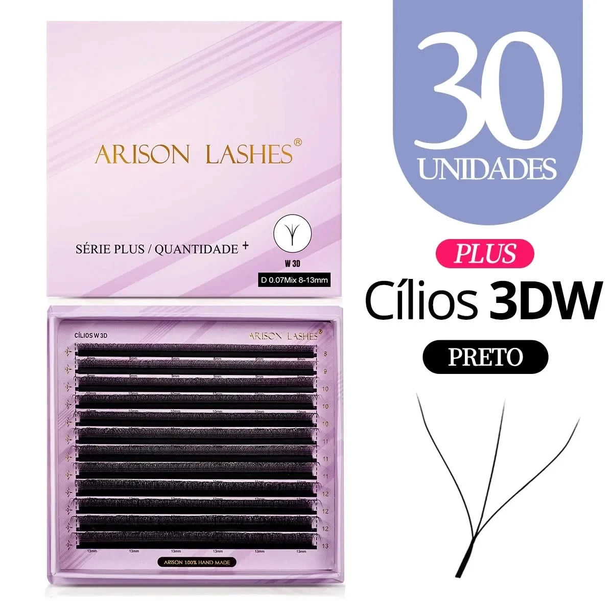 [Brazil Warehouse]ARISON Wholesale 10/30/50pcs YY/W-shape Lashes Premade Volume Eyelashes Extension 3D/4D/5D/6D/8D Lash