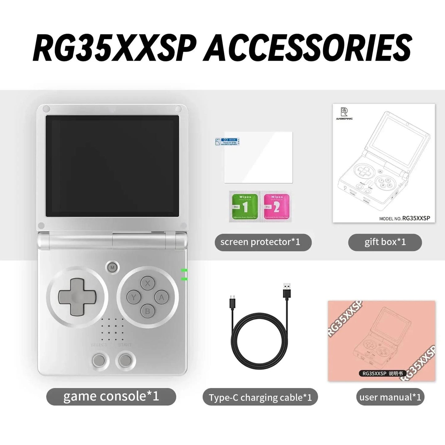 ANBERNIC RG35XXSP RG 35XXSP Fold Handheld Game Console Video Game Consoles 3.5Inch IPS Screen 3300mAh Linux System 256G PSP Game