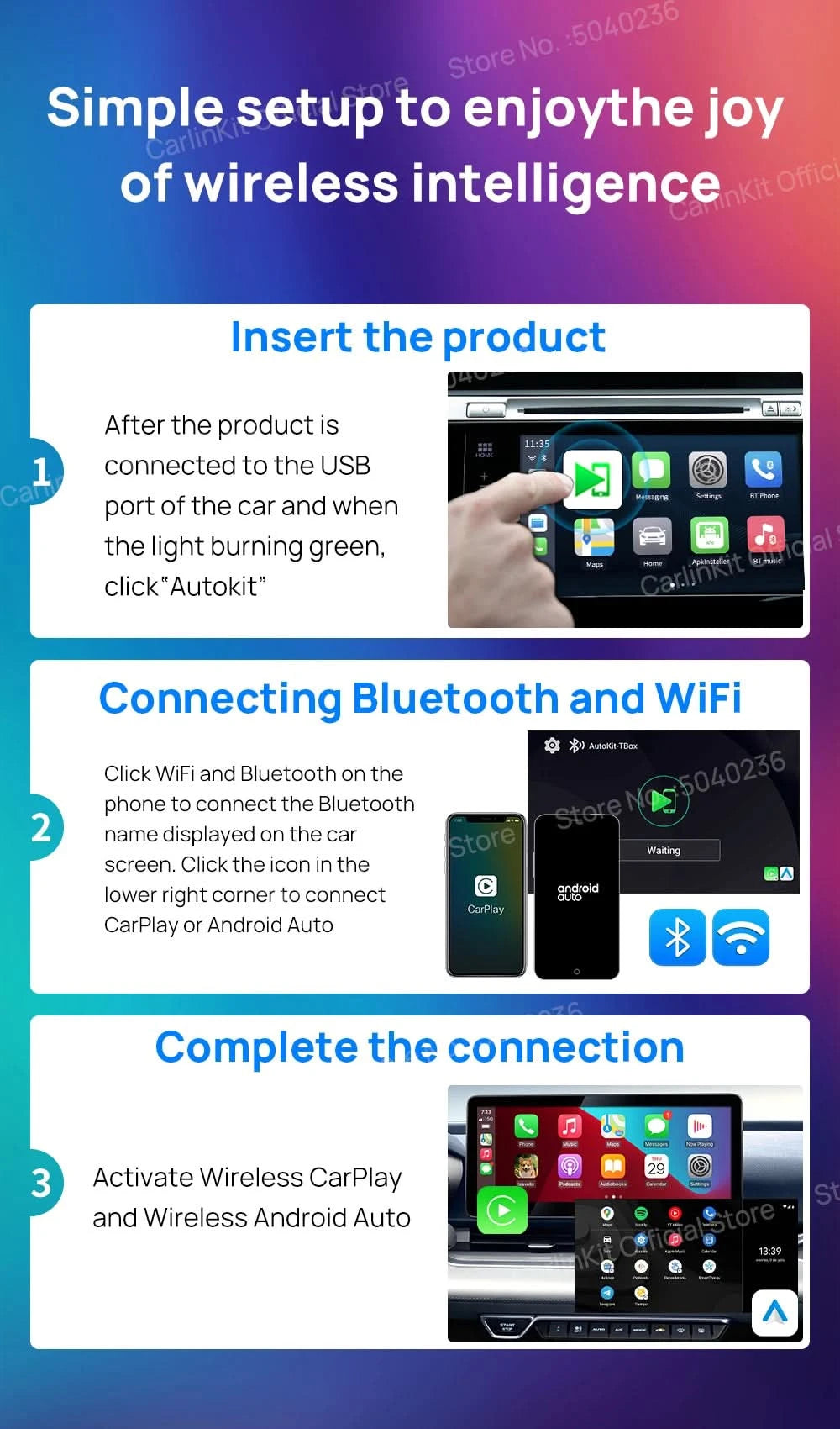 2026 CarlinKit CarPlay AI Box Android 13.0 SM6225 8-Core Android Auto Wireless CarPlay Adapter 2.4+5GGPS 64G 128G FOTA-Upgrade