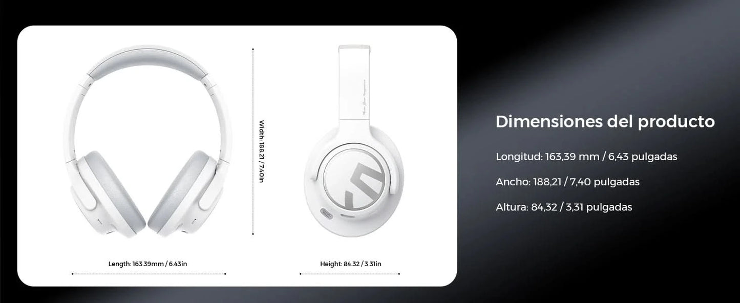 SoundPEATS Space Bluetooth Headphones Hybrid Active Noise Cancelling Wireless Headphone,123H Play,Mic,Multipoint Connection