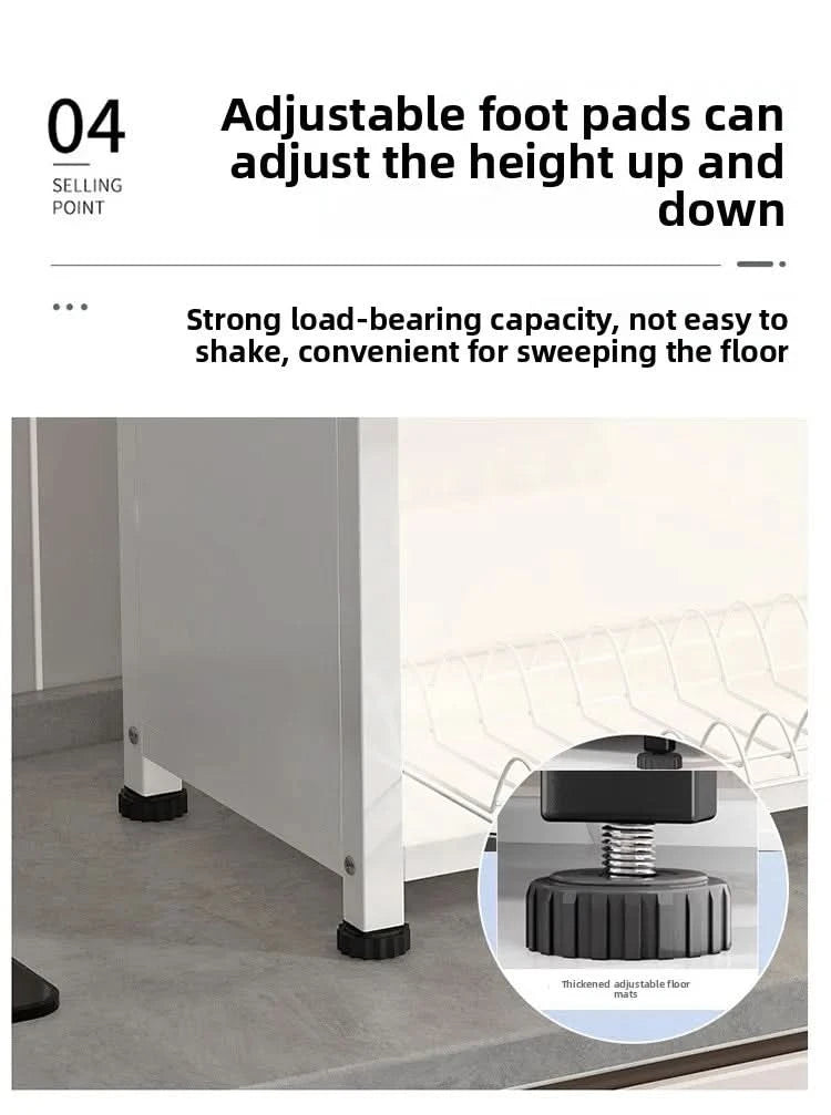 Kitchen cupboard storage box with door, dust-proof bowl rack, countertop, dish storage rack, chopsticks, dishes, drain rack