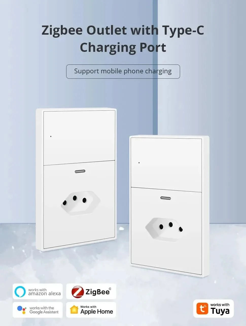Zemismart Matter Zigbee Hub Work with Tuya Homekit Smartthings Google Home Zigbee Brazil Socket Outlet Smart Wall Tomada 10A 20A