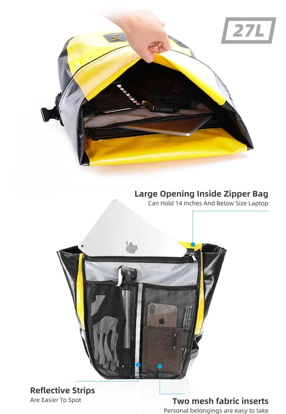 Rhinowalk Wasserdichte Fahrradtasche 20L/27L Reise Radtasche Korb Fahrrad Gepäckträger Hinten Sattel Tasche Fahrradtaschen & Packtaschen
