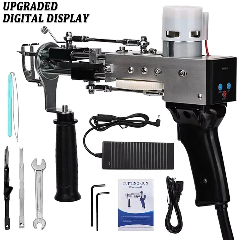 2-in-1-Tufting-Gun-Set, elektrische Tufting-Pistole, 7–21 mm Tufting-Pistole, mit Wollgarn und Tufting-Gewebe, Trimmer für Anfänger
