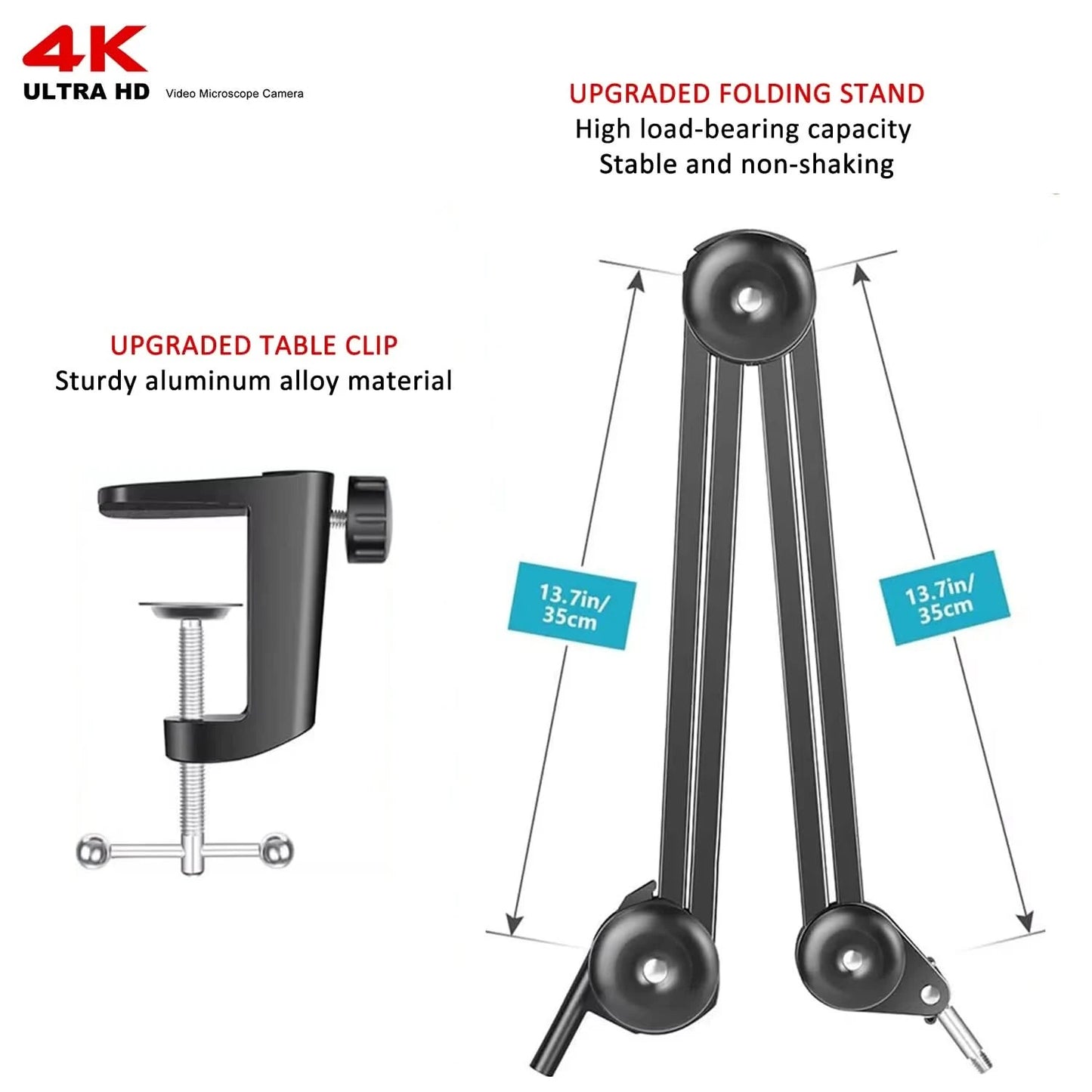 Full HD 4K Electron Microscope For Soldering IMX415 48MP HDMI USB Digital Camera 150X Lens Reinforced Bracket Reduces Vibration