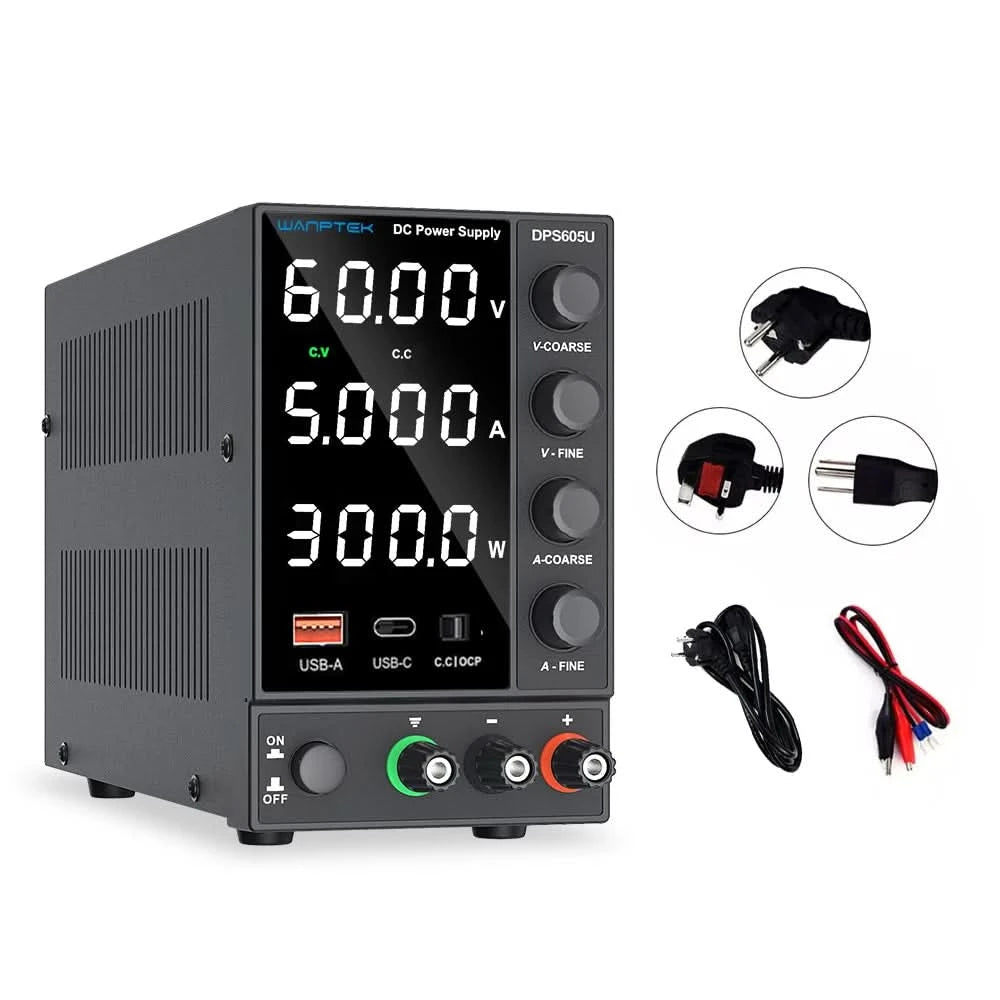 Wanptek Einstellbares Gleichstromnetzteil 30V 10A 60V 5A Labornetzgerät Stabilisiertes Netzteil Spannungsregler Schalter 220V
