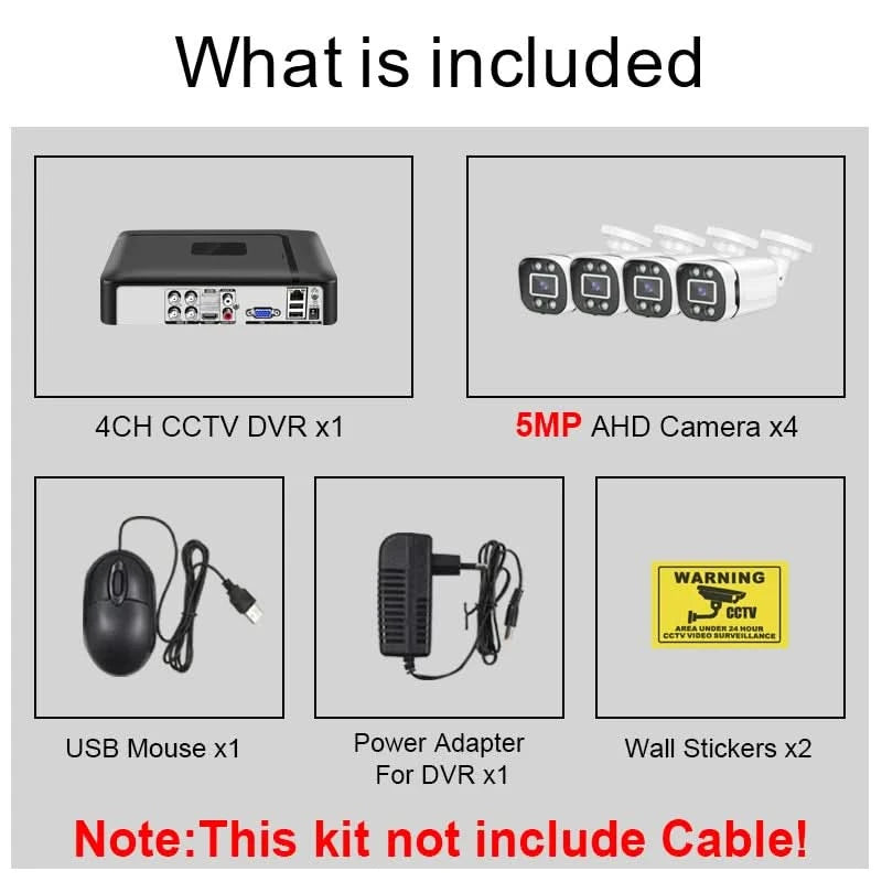 Smar Security Camera System 4CH 5M-N HD DVR Kit CCTV 4PCS 5MP AHD Camera Outdoor Home Security System Video Surveillance Set