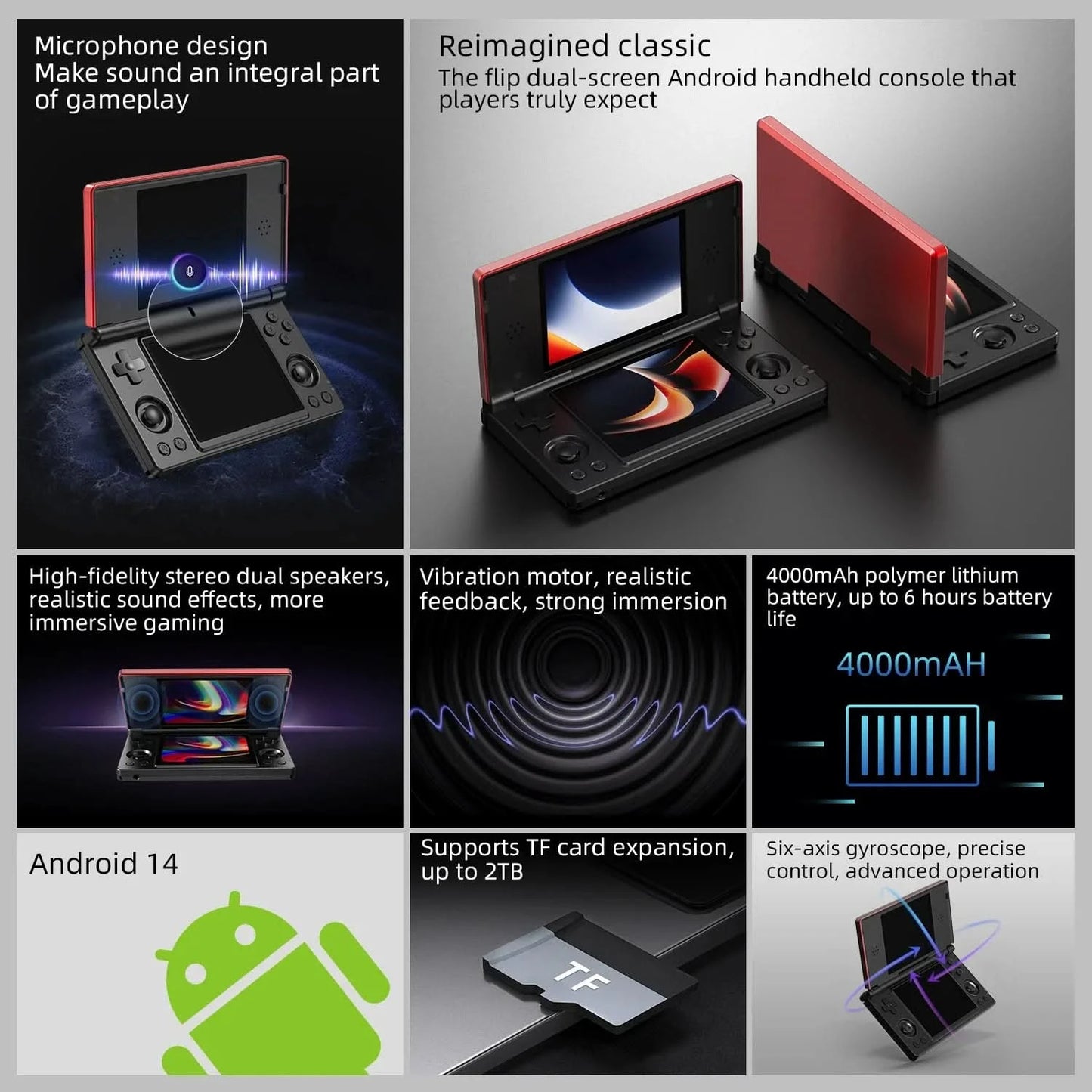 Anbernic RG DS Retro-Videospielkonsole Android 14 4 Zoll IPS Dual-Multitouch-Bildschirm Klappspielkonsole RGDS als Weihnachtsgeschenk