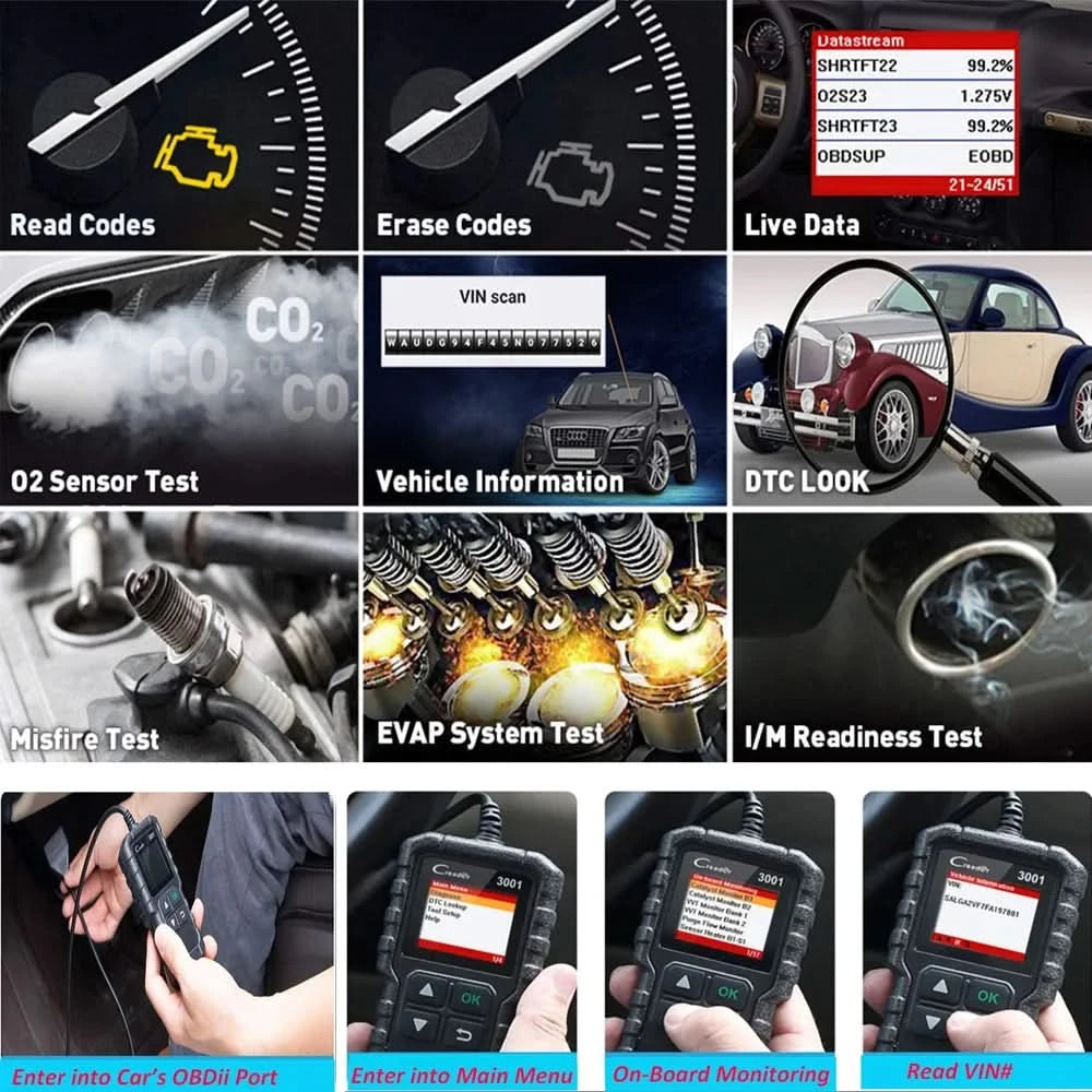 LAUNCH X431 CR3001 OBD2 Scanner Automotive Auto Full OBD2 Diagnosegerät Codeleser Scanner Kostenloses Update PK ELM 327
