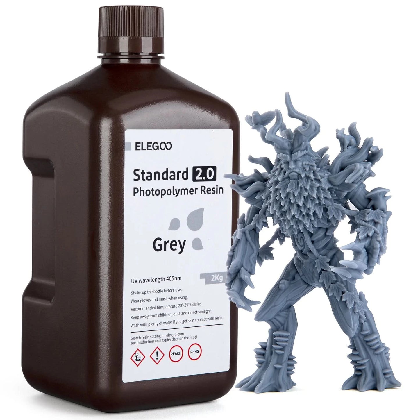 ELEGOO 3D Printer Resin LCD UV-Curing Resin 405nm Standard Photopolymer Resin for LCD 3D Printing 1000g Black Grey White Skin