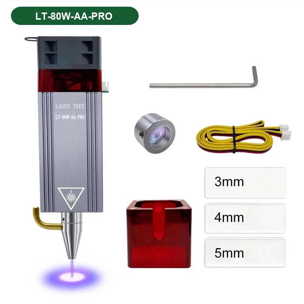 LASER TREE 10W 20W 30W 40W Optical Power Laser Head with Air Assist 450nm Blue Light TTL Module for Laser Engraving Cutting Tool
