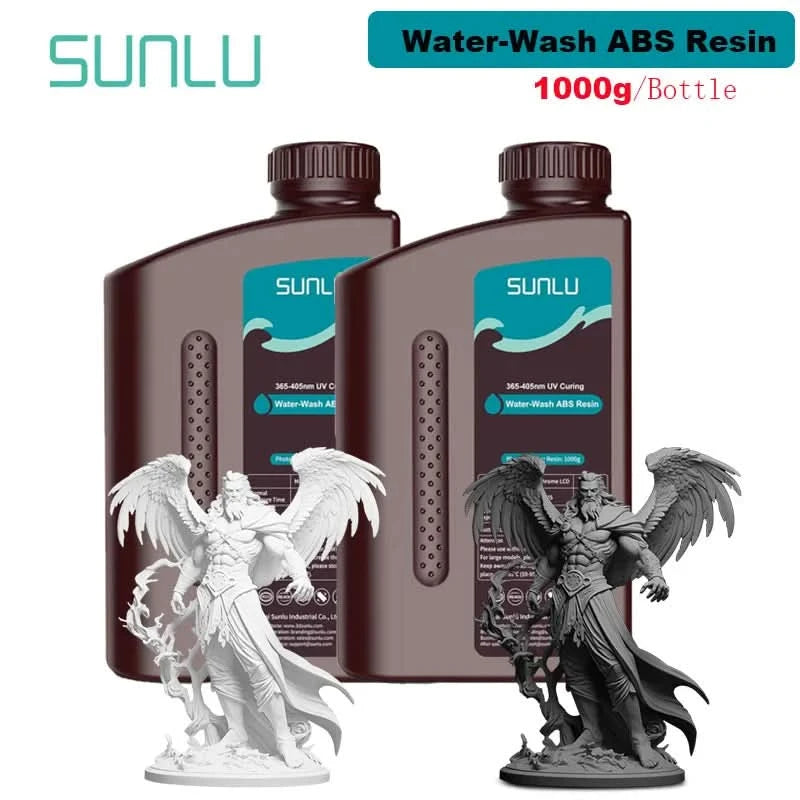 SUNLU 2KG Wasserwaschbares / Wasserwaschbares ABS-Harz Harz 1000G/Flasche 405nm Schnelles UV-härtendes Photopolymerharz für LCD-3D-Druck