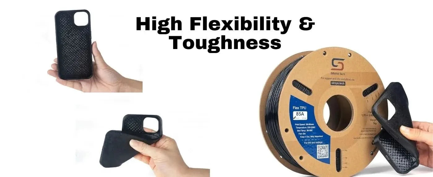 Siraya Tech Flex TPU Filament: 85A Shore, ISO 10993 zertifiziert, hohe Flexibilität und Zähigkeit, feuchtigkeitsbeständig, leicht zu drucken 1KG
