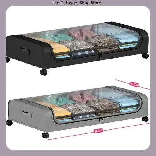 Bed Bottom Storage Box with Wheels Underbed Dust-Proof Organizer for Clothes Shoes Home Bedroom Simple Design Rolling Drawer