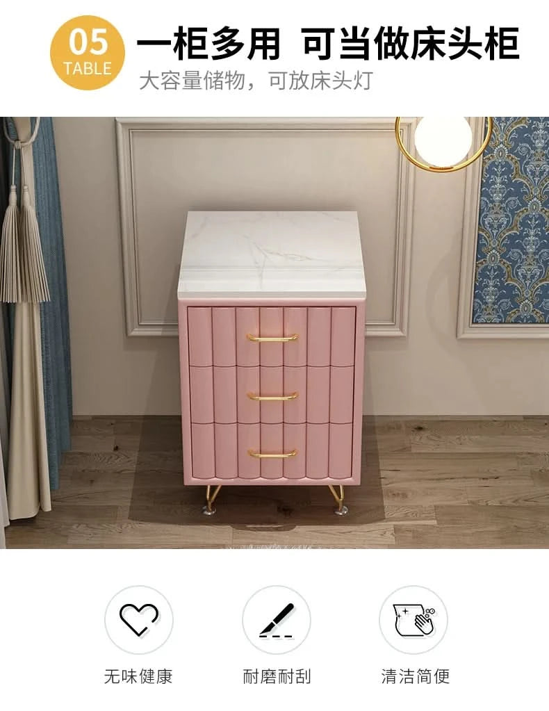 Modern Drawers Dressing Table Makeup Mirror Service Girl Pink Computer Vanity Table Living Room Vestidores Postmodern Furniture
