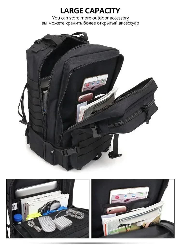 45L taktische Rucksäcke für die Jagd, Outdoor, Reisen, Trekking, Taschen, Outdoor 3P Schulrucksack, EDC Molle Rucksack für Wanderungen